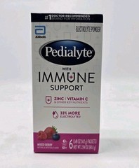 Pedialyte Electrolyte Drink Immune Support Mixed Berry Berry Powder 6Ct ex 12/25