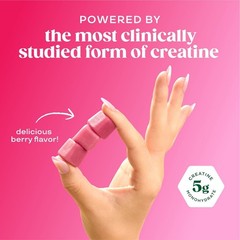 BLOOM NUTRITION Creatine Monohydrate Gummies – Berry Boost – 36ct/12 Servings
