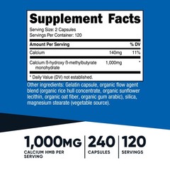 Nutricost HMB (Beta-Hydroxy Beta-Methylbutyric) 1000mg, 120 Servings, 240 Caps