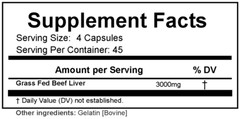 Beef Liver – Capsules, 3000mg, Grass Fed, Non GMO, 10,000 Capsules – Bulk