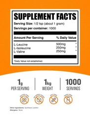 Bcaa Powder 2.2 Pounds Unflavored 211 Leucine Isoleucine Valine Supplement