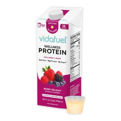 2 Pack Vidafuel Wellness Protein Drink Berry Delight 2oz Shot 32oz Carton