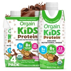 Orgain Organic Kids Protein Nutritional 8.25 Fl Oz (Pack of 4), Chocolate