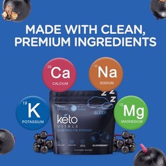 Keto Vitals Sleep Drink Electrolyte Sleep Powder Packets – – Elderberry, 30 Ct.