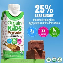 Orgain Organic Kids Protein Nutritional 8.25 Fl Oz (Pack of 4), Chocolate