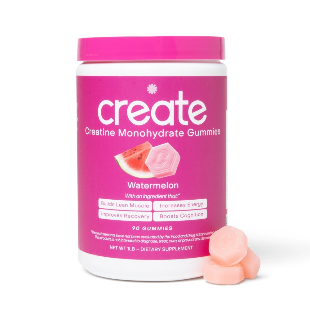 Create Creatine Gummies 90ct 1.5g Vegan Gluten-Free Focus Strength Endurance