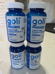 4 Goli Creatine Monohydrate Gummies 60 Count Lot of 2 Zero Sugar EXP 10/2027