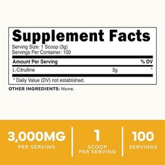 L-Citrulline Powder, 3000mg Pump Pre Workout, 100 Servings