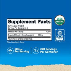 Nutricost Organic Chlorella 500mg, 240 Tablets – Gluten Free, Non-GMO