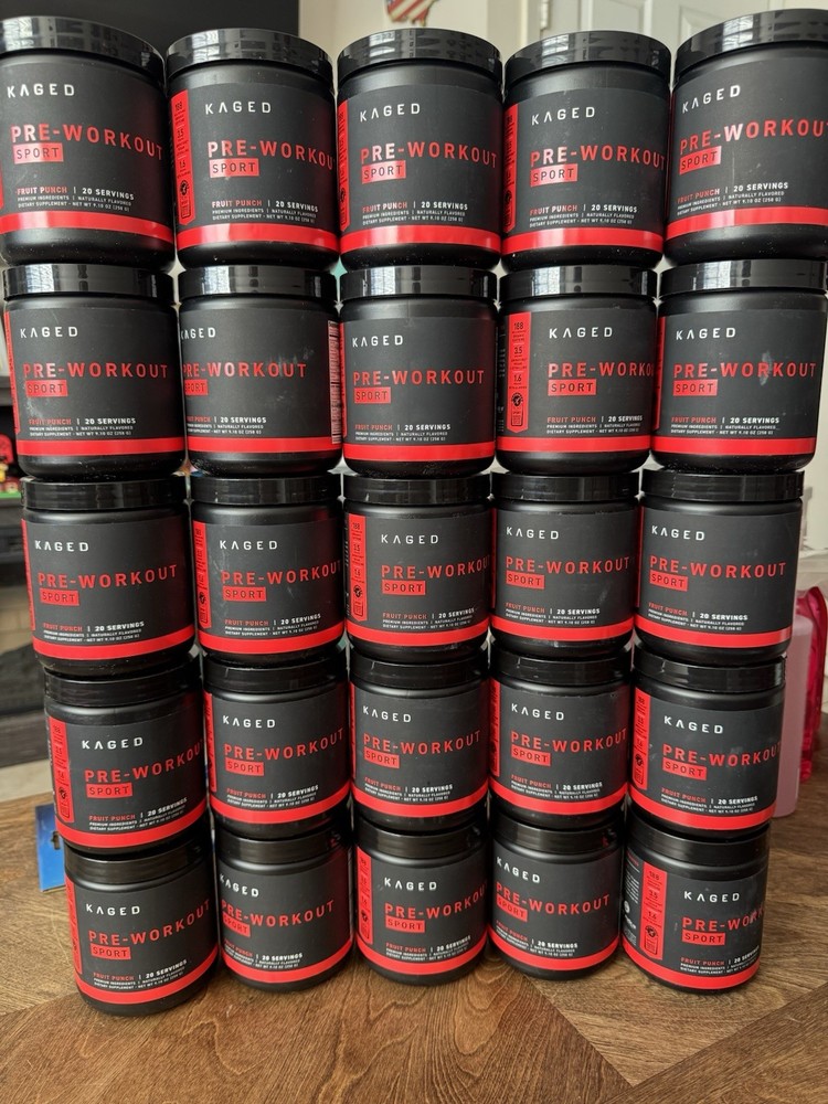 Kaged Sport Pre Workout Fruit Punch 20 Servings 188mg Caffeine Energy Boost