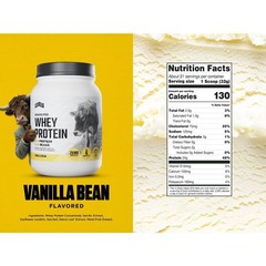 Grass Fed Whey Protein Powder 24g Protein Vanilla Bean Natural No Artificial