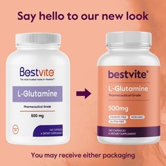 BESTVITE LGlutamine 500mg per Capsule 240 Capsules No Dicalcium Phosphate N…