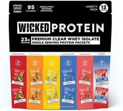 Clear Whey Isolate Variety Pack, 23G Protein, 6 Flavors, 95 Calories, 0-1G Sugar