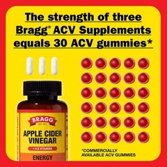 (Pack of 4) Bragg ACV Energy Apple Cider Vinegar Energy Capsules 90 Capsules