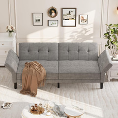 89″ Modern Futon Sofa Bed with Adjustable Backrest & Armrest
