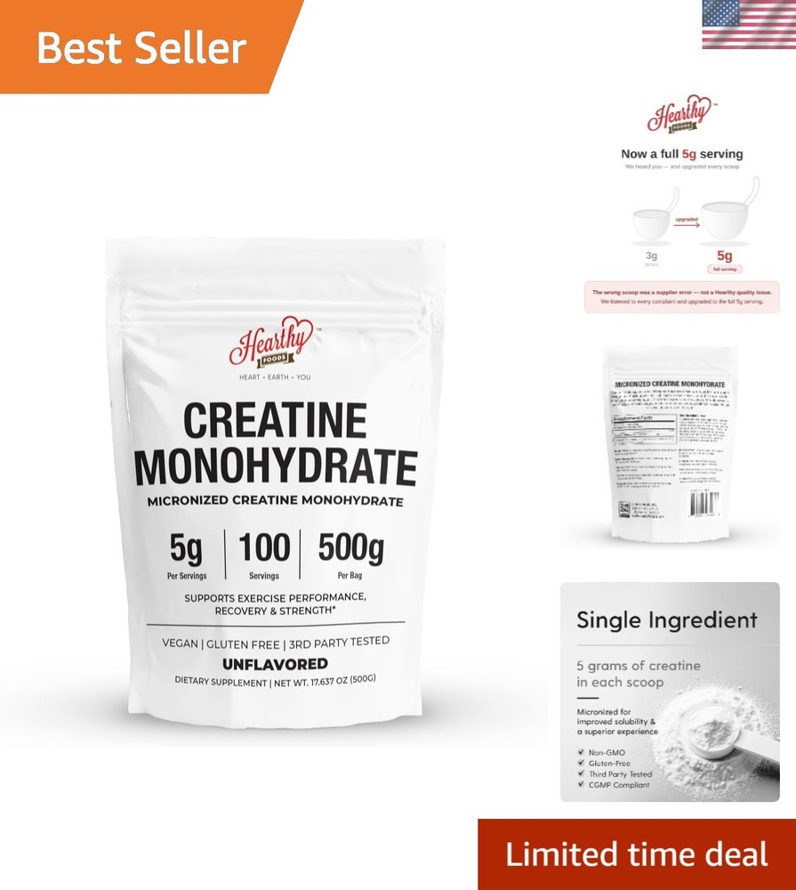 Creatine Monohydrate Powder 500g – 100 Servings for Enhanced Performance