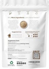 Ingredients Micro Organic Lion??s Mane Mushroom Powder Unadulterated Fruiting Su
