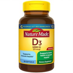Nature Made Vitamin D3 1000 IU, 180 Softgels