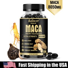Organic Maca Root Extract 300mg, with Ashwagandha Root and Ginseng Root Vegan
