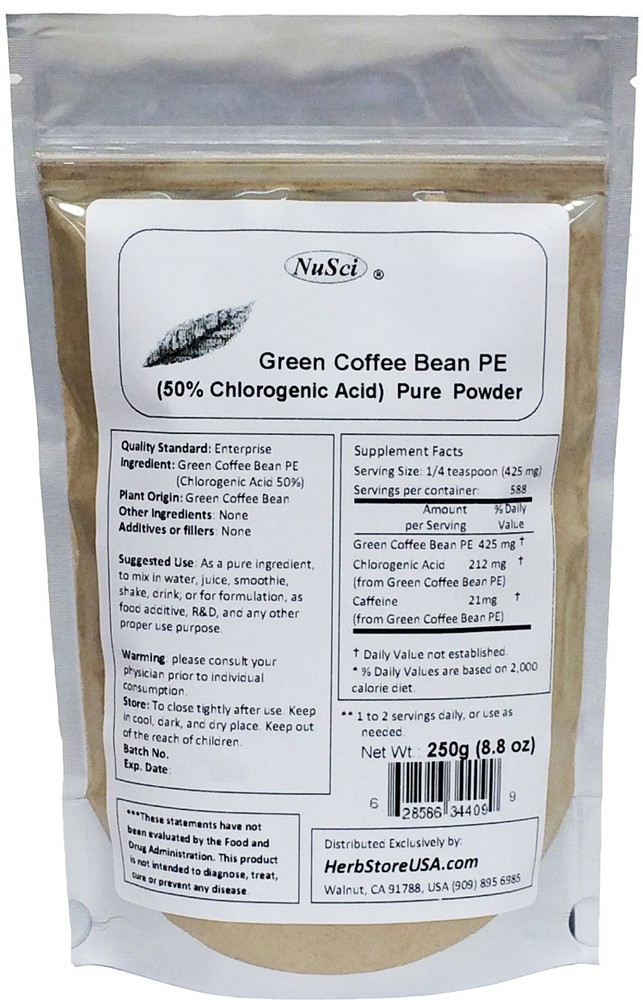 250g (8.8oz Green Coffee Bean Extract powder 50% Chlorogenic Acid weight control
