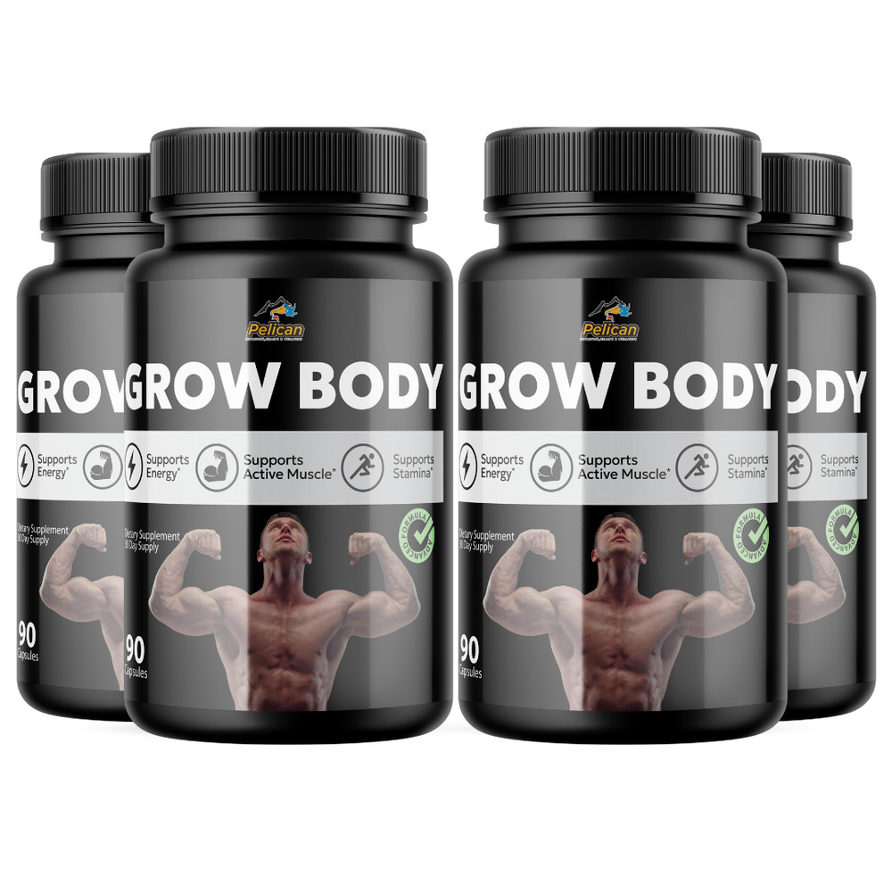 Grow Body- Bodybuilding & Men’s Health Support- 4 Bottles- 360 Capsules