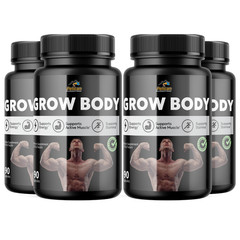 Grow Body- Bodybuilding & Men’s Health Support- 4 Bottles- 360 Capsules
