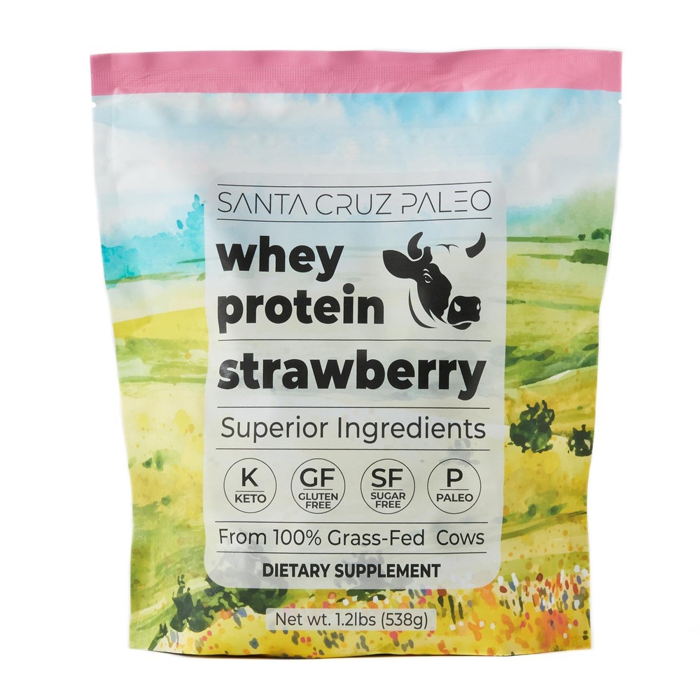 Santa Cruz Paleo Whey Protein Powder, Strawberry, 20 Servings, 1.2lb Bag