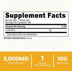 Unflavored L-Citrulline Base Powder – 100 Servings, 3,000mg for Performance