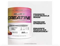 Cellucor Creatine Powder, Fruit Punch Flavor – Increases Strength, 5g, 50serving