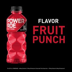 POWERADE Fruit Punch Electrolyte Sports Drink Bottles, 20 fl oz, 8 Pack