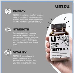 UMZU Testro-X Men’s Supplement – 90 Capsules – Boosts Energy & Muscle Recovery