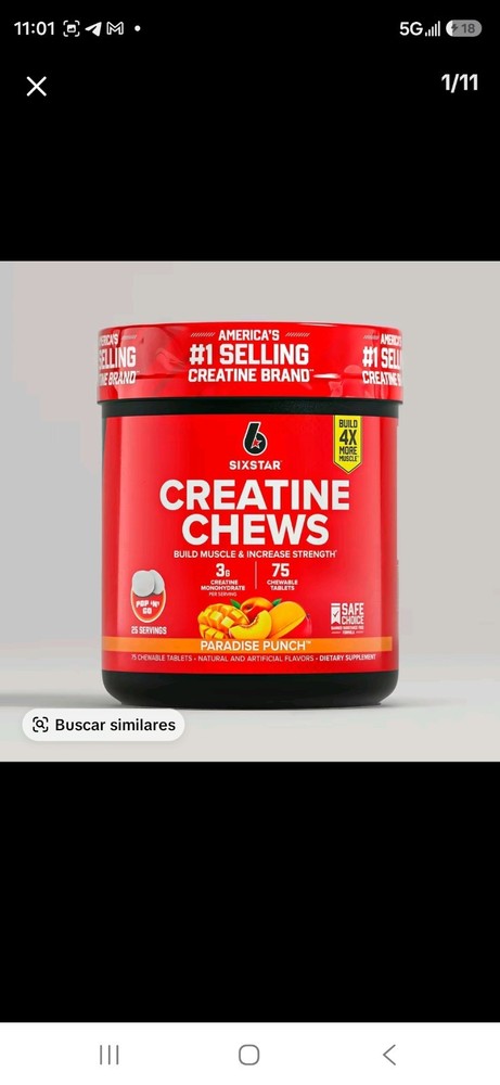 Six Star Creatine Chews Paradise Punch | 3g Pure Creatine Monohydrate per…