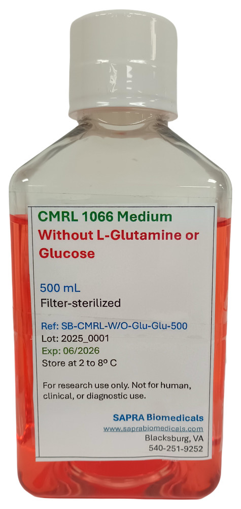 CMRL 1066 Medium 1X, Without L-Glutamine or Glucose, 500mL