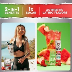 Salud 2-in-1 Energy Drink Powder + 15 Servings (Pack of 1), pinkish-red