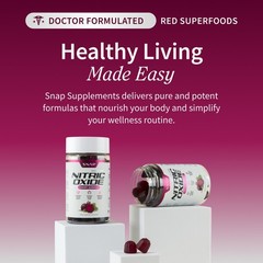 Snap Supplements Nitric Oxide Beet Root Gummies SF, Cherry & Peach, Heart Health