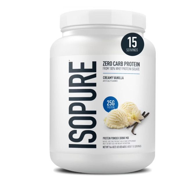 Isopure Zero Carb Whey Protein Isolate Vanilla Powder 25g Protein 15 Servings