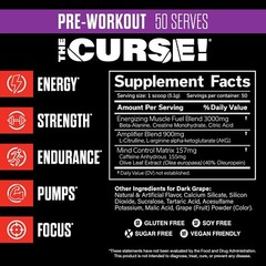 The Curse! Pre Workout Powder – 50 Servings, Dark Grape – Energy & Focus Booster