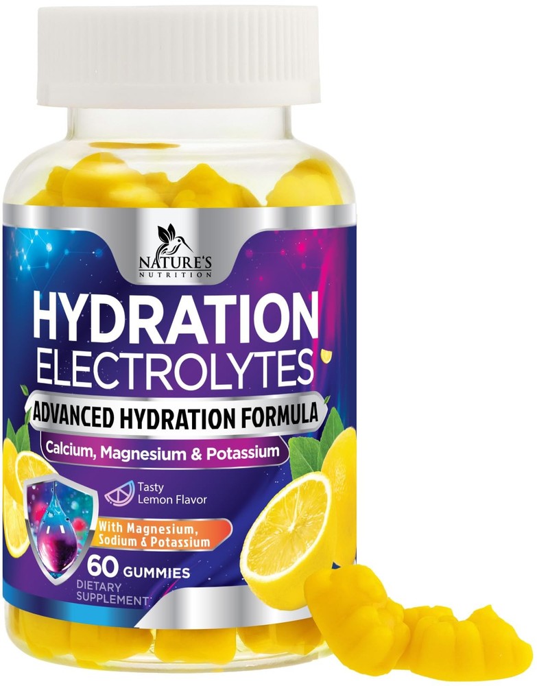 Hydration Electrolyte Gummies – Daily Liquid Replenisher 60 Count (Pack of 1)