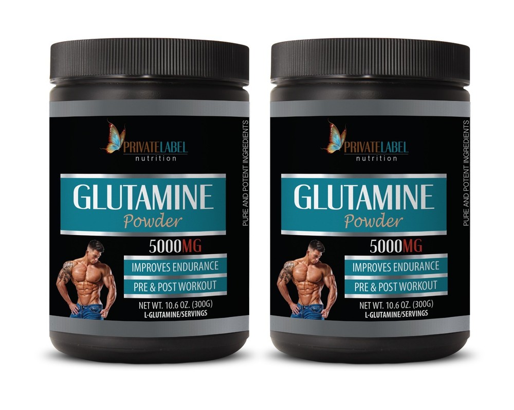 muscle builder – GLUTAMINE POWDER 5000mg – amino acid supplement – 2 Cans