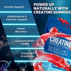 Creatine Gummies 5000mg, 30 Servings Creatine Monohydrate Gummies – Third-Par…