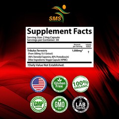 TRIBULUS TERRESTRIS 7500mg EXTRACT 96% SAPONINS BODY BUILD 30 CAPSULES