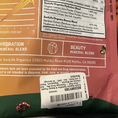 SunLife Organics Hydration and Beauty Powder 60 Servings Exp 12/2026