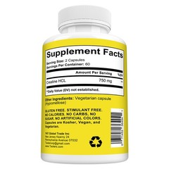 Creatine Hcl 750 Mg 30-120 Capsule Support Immune Energy Cognitive Muscle Health