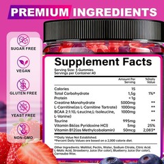 Creatine Gummies for Women, 3 Gummies = 5g Creatine Monohydrate with L-Carnit…