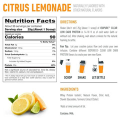 Isopure Infusions Whey Isolate, Citrus Lemonade, 36 Servings