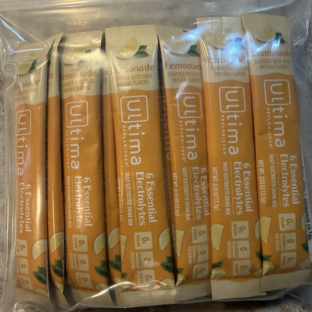 50 Count Ultima Replenisher, Electrolyte Hydration Drink Mix Sticks- Lemonade