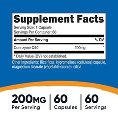 Nutricost CoQ10 200mg, 60 Vegetarian Capsules, 60 Servings – Vegetarian, Non-GMO