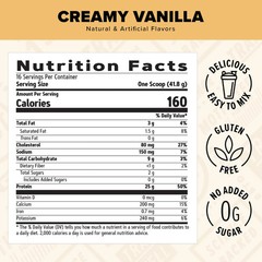GNC Live Well Whey Protein Powder 25g Creamy Vanilla, GF, No Sugar, 16 servings