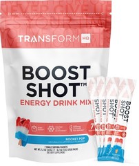 TransformHQ Boost Shot Powder Stick Packets, Rocket Pop Energy – 7 Pack