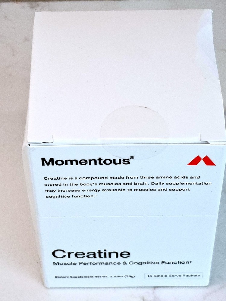Brand New Factory Sealed Momentous Creatine 15 Packets, Cognitive Muscle Support